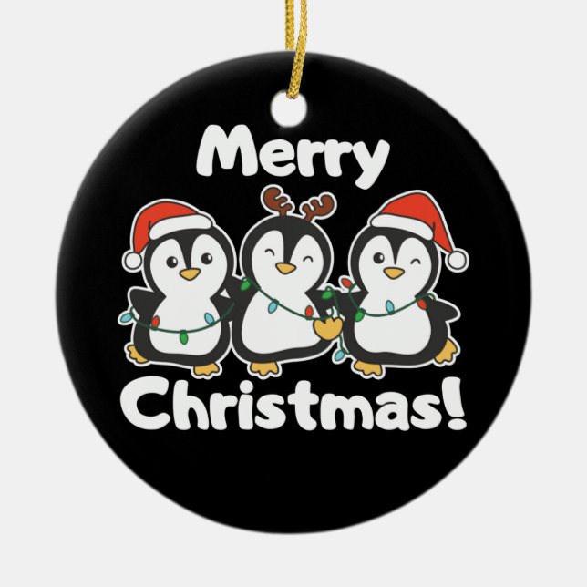 Penguin Christmas Animals Cute Penguins Ceramic Or Ornament (Front)