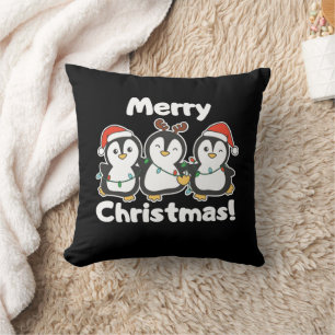 Penguin Christmas Animals Cute Penguins Throw Pillow