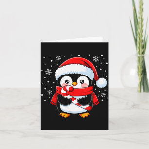 Penguin Christmas Candy Cane Winter Toddler Girl B Card