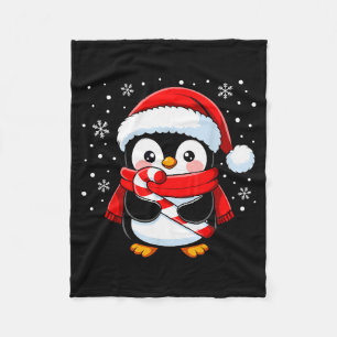 Penguin Christmas Candy Cane Winter Toddler Girl B Fleece Blanket