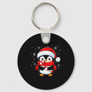 Penguin Christmas Candy Cane Winter Toddler Girl B Keychain