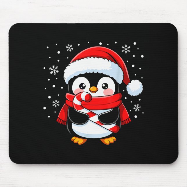 Penguin Christmas Candy Cane Winter Toddler Girl B Mouse Pad (Front)