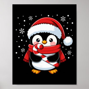 Penguin Christmas Candy Cane Winter Toddler Girl B Poster