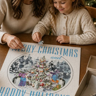Penguin Christmas Celebration 16"x20" Jigsaw Puzzle