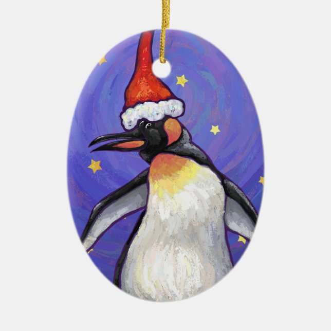Penguin Christmas Ceramic Ornament (Front)