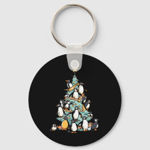 Penguin Christmas Day Ice Bird Animal Santa Claus Keychain