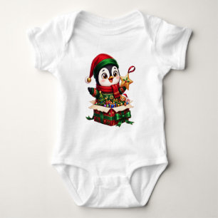 Penguin Christmas Gift Gala Baby Bodysuit