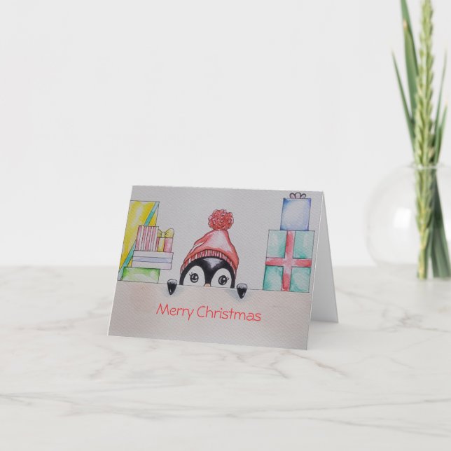 Penguin Christmas Greeting Card (Front)