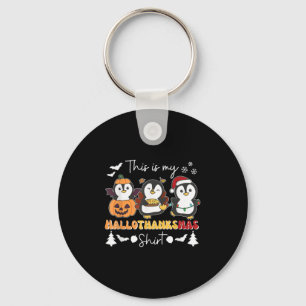Penguin Christmas Halloween This Is My Hallothanks Keychain