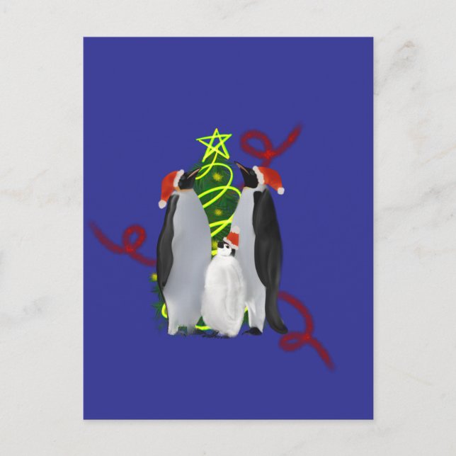 Penguin Christmas Holiday Postcard (Front)