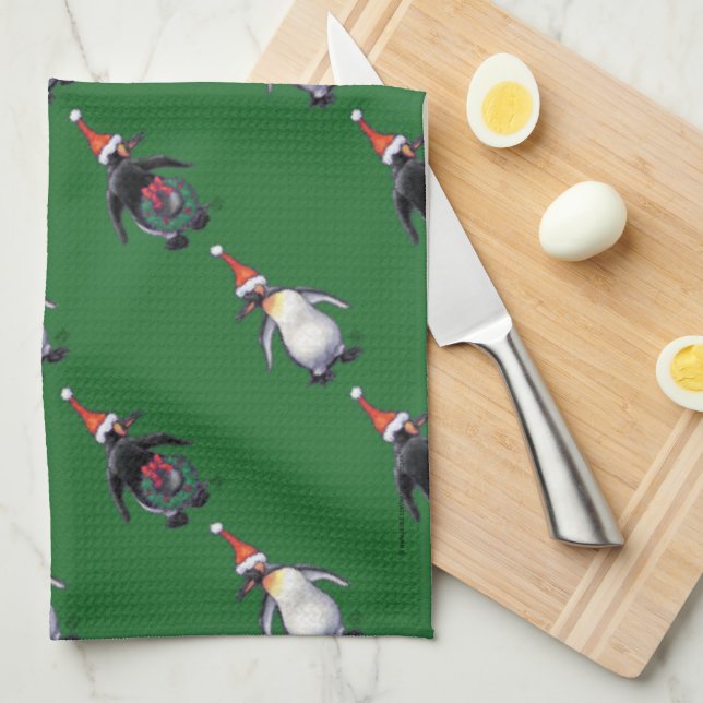 Penguin Christmas Kitchen Towel (Quarter Fold)