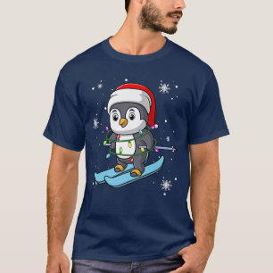 Penguin Christmas Lights Led Funny Santa Hat Chris T-Shirt