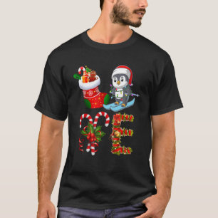 Penguin Christmas Lights Led  Santa Hat Christmas T-Shirt