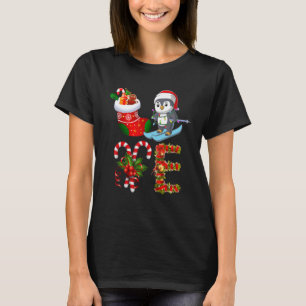 Penguin Christmas Lights Led  Santa Hat Christmas T-Shirt