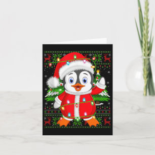 Penguin Christmas Lights Santa Costume Ugly Xmas S Card