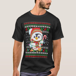 Penguin Christmas Lights Santa Hat Ugly Christmas T-Shirt