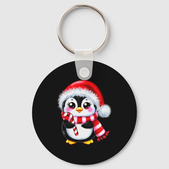 Penguin Christmas Lover Uni-adult Black Small Mode Keychain (Front)