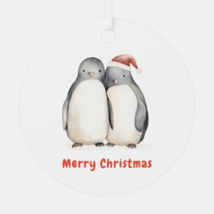Penguin Christmas Metal Ornament