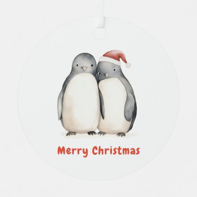 Penguin Christmas Metal Ornament (Front)