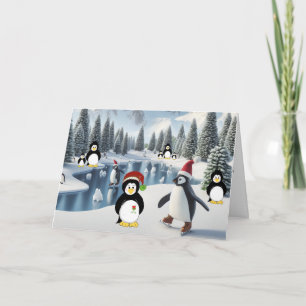 Penguin Christmas on Ice Holiday Card
