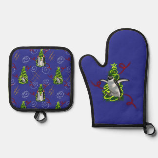 Penguin Christmas Oven Mitt & Pot Holder Set