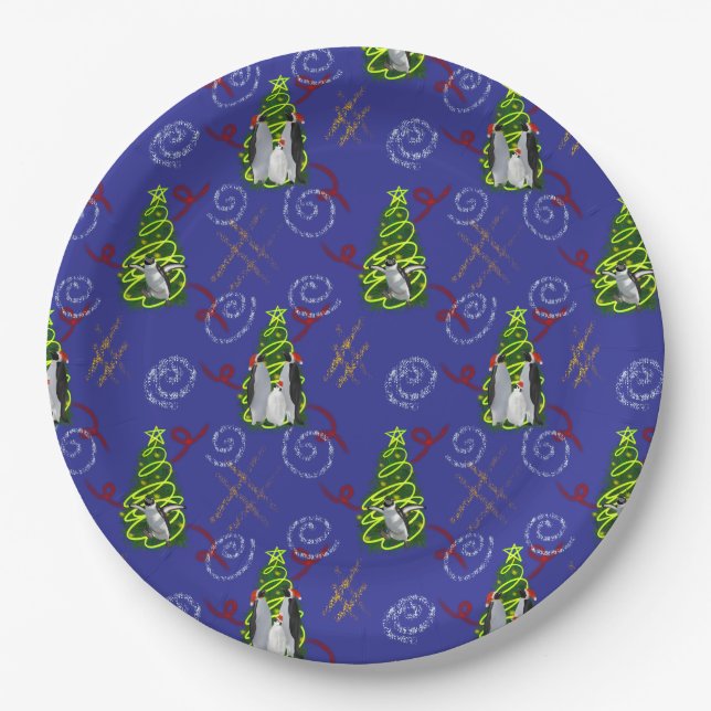 Penguin Christmas Paper Plate (Front)