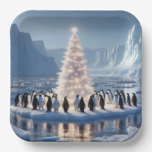 Penguin Christmas Party Paper Plate