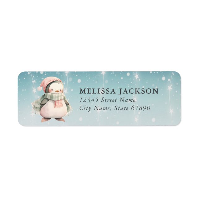 Penguin Christmas Return Address Labels (Front)