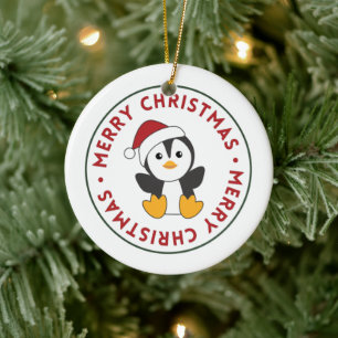 Penguin Christmas Snow Winter Animals Penguins Cer Ceramic Ornament