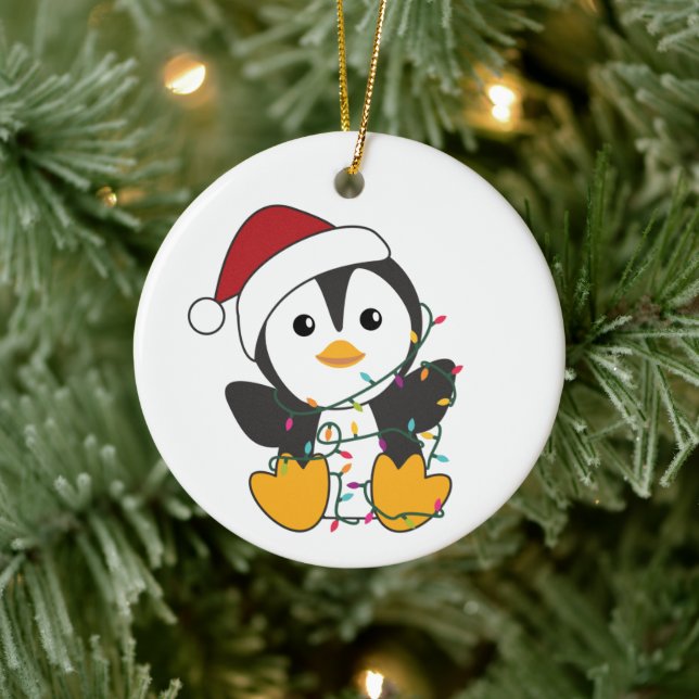 Penguin Christmas Snow Winter Animals Penguins Ceramic Ornament (Tree)