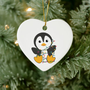 Penguin Christmas Snow Winter Animals Penguins Ceramic Ornament