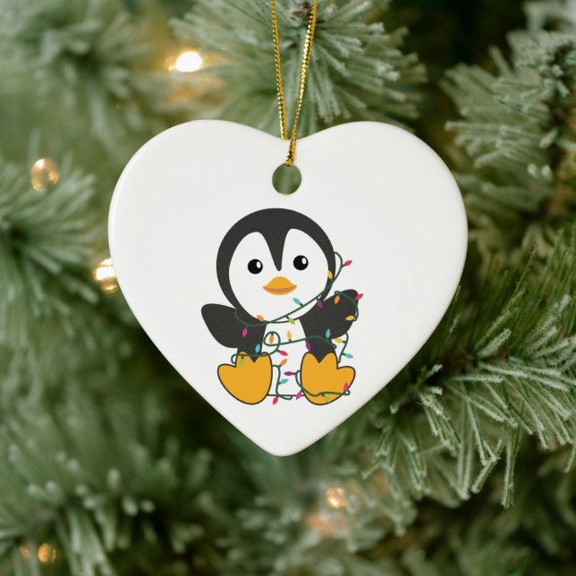 Penguin Christmas Snow Winter Animals Penguins Ceramic Ornament (Tree)