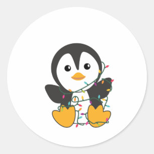 Penguin Christmas Snow Winter Animals Penguins Classic Round Sticker