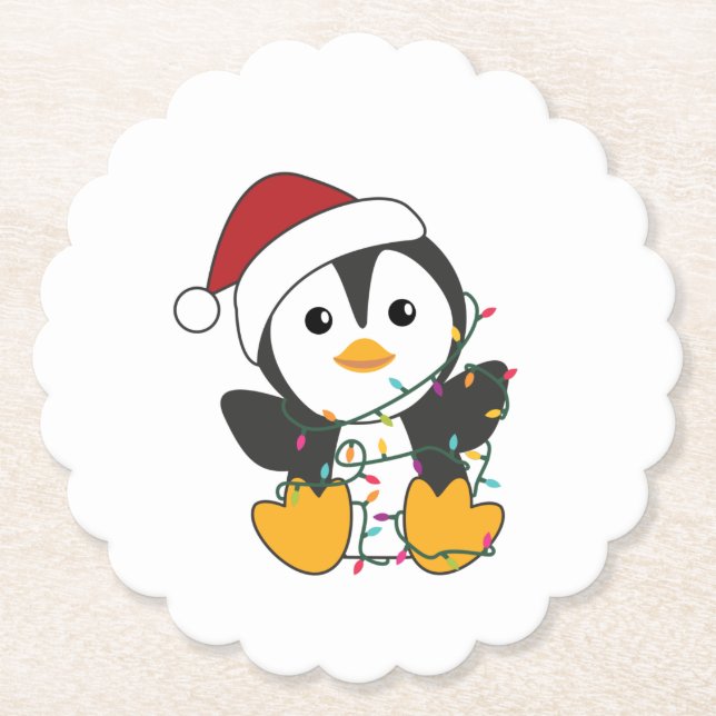 Penguin Christmas Snow Winter Animals Penguins Paper Coaster (Front)