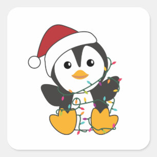 Penguin Christmas Snow Winter Animals Penguins Square Sticker