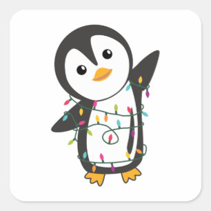 Penguin Christmas Snow Winter Animals Penguins Square Sticker