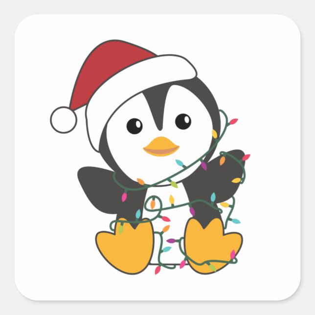 Penguin Christmas Snow Winter Animals Penguins Square Sticker (Front)
