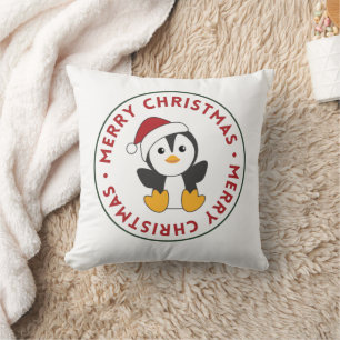 Penguin Christmas Snow Winter Animals Penguins Thr Throw Pillow