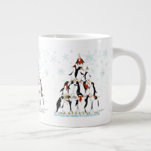 Penguin Christmas Tree Fun Holiday Cartoon Large Coffee Mug