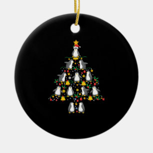 Penguin Christmas Tree Penguin Christmas Lights Ceramic Ornament