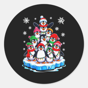 Penguin Christmas Tree Penguin Lover Xmas For Men Classic Round Sticker