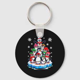Penguin Christmas Tree Penguin Lover Xmas For Men Keychain