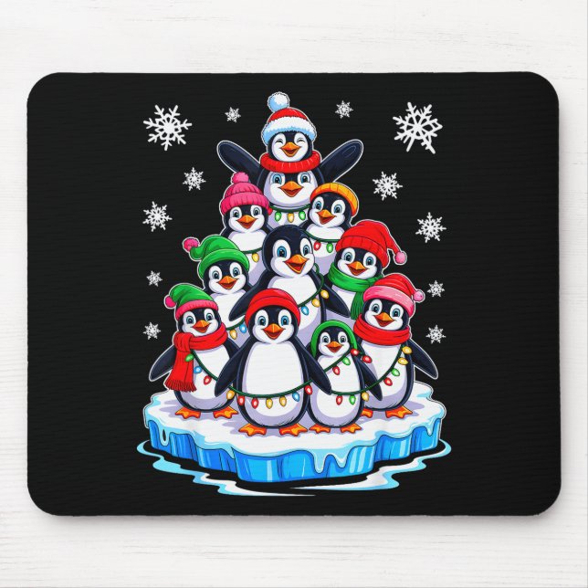 Penguin Christmas Tree Penguin Lover Xmas For Men  Mouse Pad (Front)