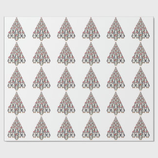Penguin Christmas Tree Santa Hat Christmas Lights Wrapping Paper
