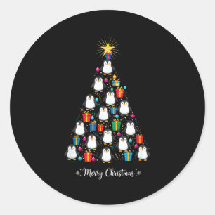 Penguin Christmas Tree Xmas Day Holiday Men &amp;  Classic Round Sticker
