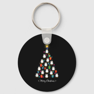Penguin Christmas Tree Xmas Day Holiday Men & Keychain