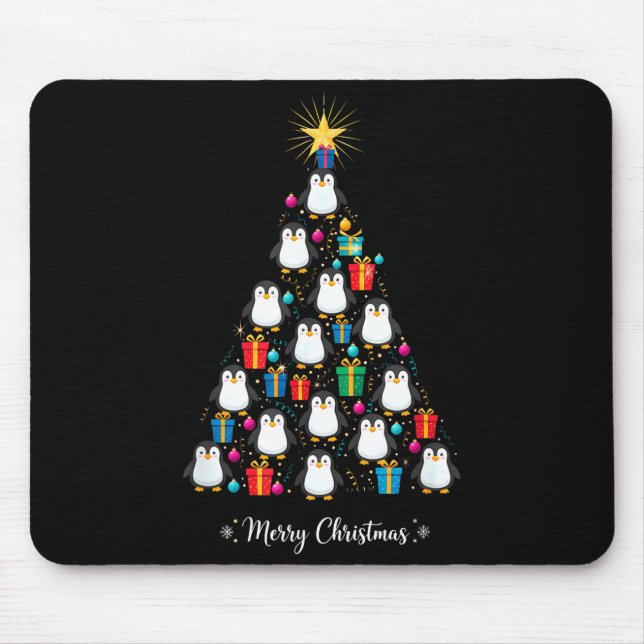Penguin Christmas Tree Xmas Day Holiday Men &amp;  Mouse Pad (Front)