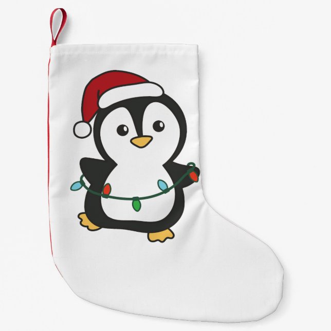 Penguin Christmas Winter Animals Holiday Penguines Small Christmas Stocking (Front)