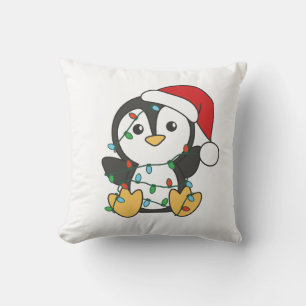 Penguin Christmas Winter Animals Holiday Penguines Throw Pillow