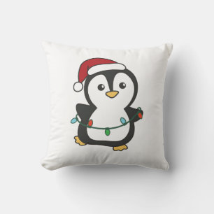 Penguin Christmas Winter Animals Holiday Penguines Throw Pillow